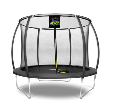 machrus moxie 10 feet charcoal pumpkin trampoline side view