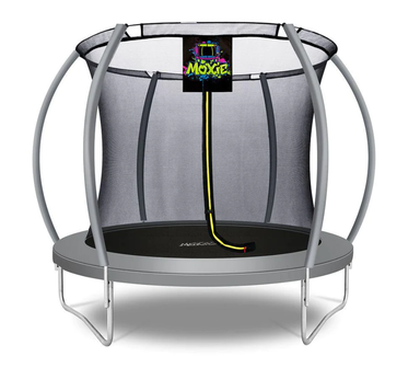 machrus moxie 8 feet gray pumpkin trampoline side view