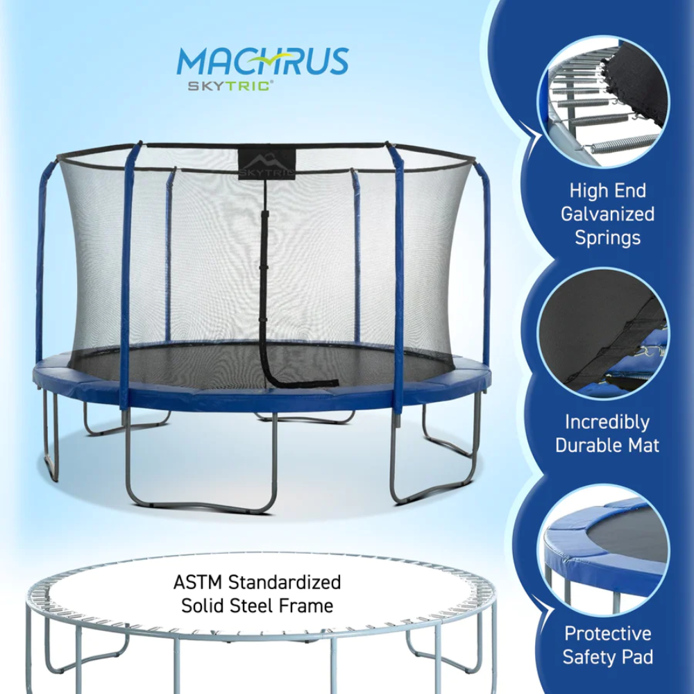 machrus skytric round trampoline springs mat pad close up