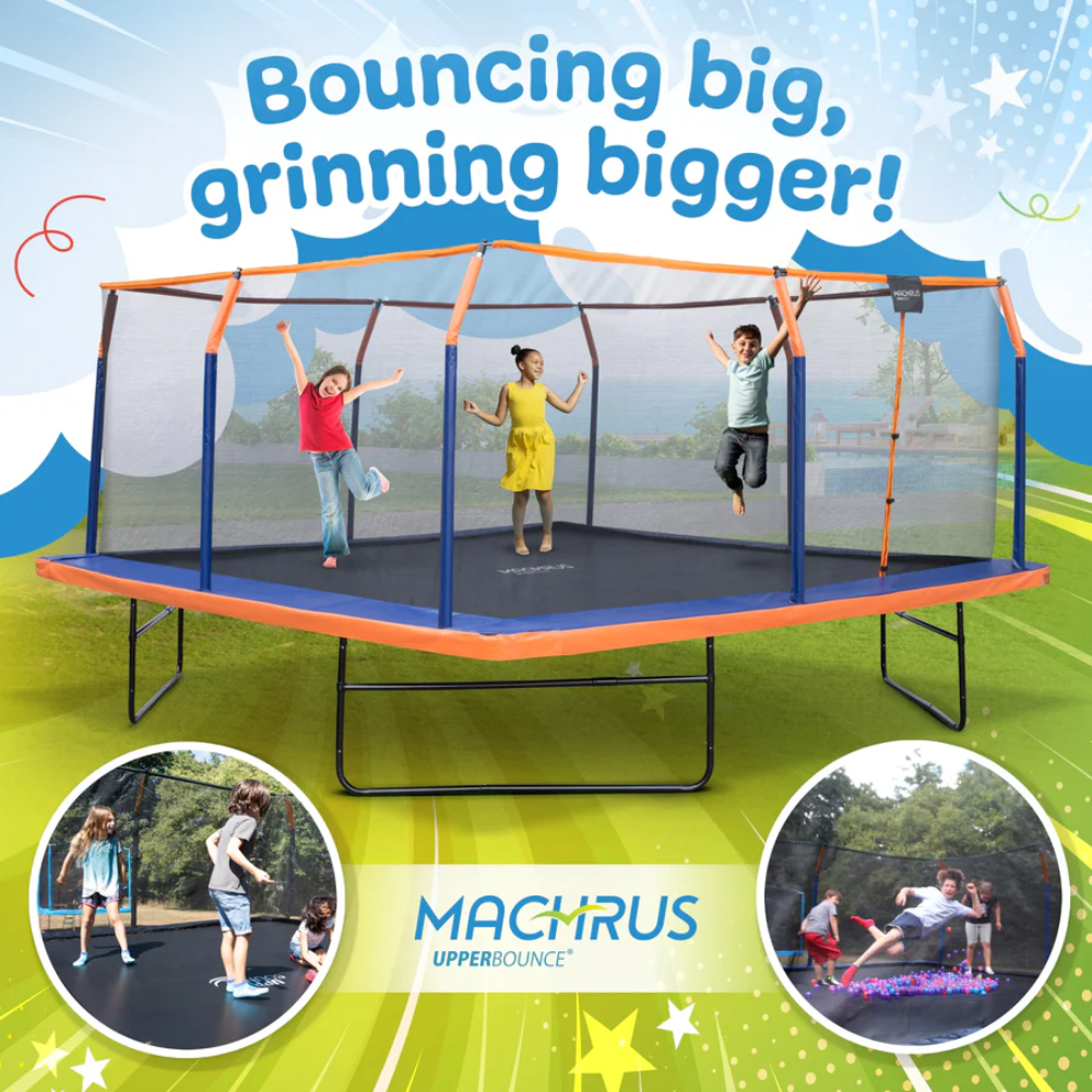 machrus upper bounce square trampoline kids playing