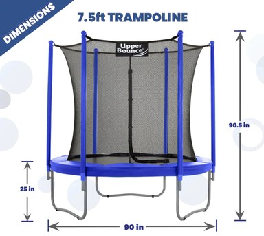 machrus upper bounce 7.5 feet round trampoline front view dimensions