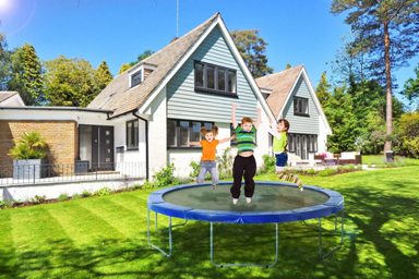 machrus upper bounce round trampoline with safety pad kids jumping in backyard