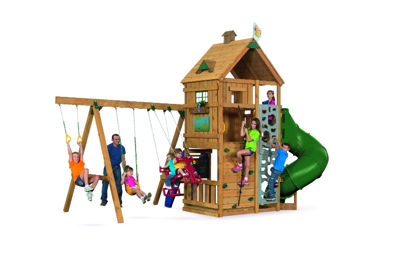 playstar legacy gold playset side view with kids