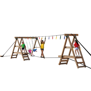 playstar ninja power platform gold playset side view with kids