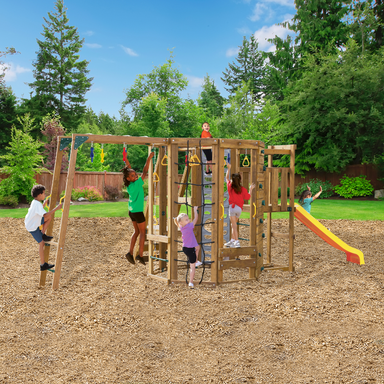 playstar ninja power tower bronze playset outdoor view with kids