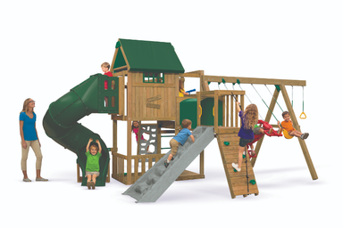 playstar summit gold playset side view with kids